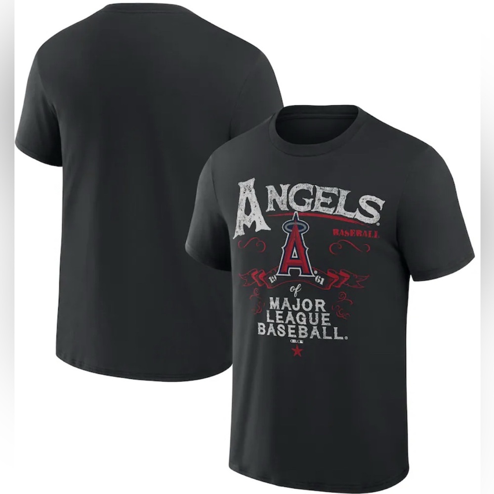 LA Angels MLB Darius Rucker Collection Beach Splatter T-Shirt Black Size L, NWOT